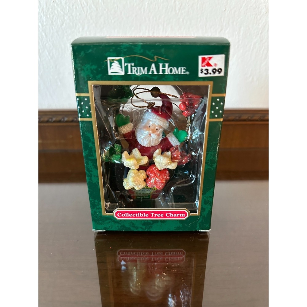Trim A Home Santa in Popcorn Bucket‎ Christmas Ornament